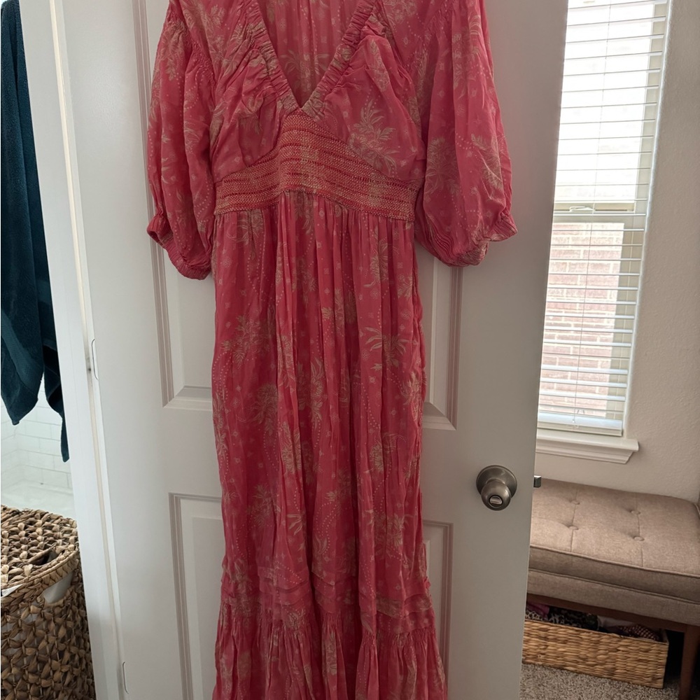 Free People Coral-Pink Floral Maxi Dress